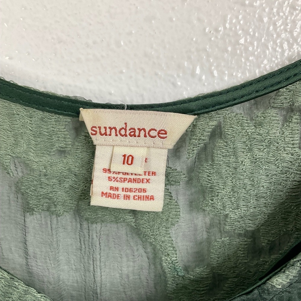 Sundance Cypress Legends Silk Dress Green Burnout Floral Maxi Sleeveless Size 10 - Picture 3 of 4